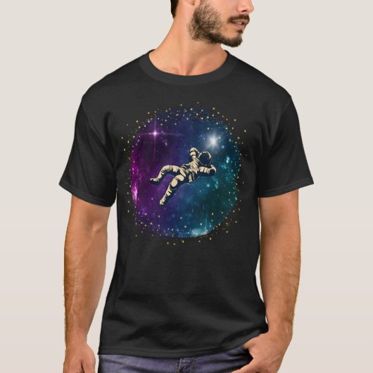 T-shirt Astronaut Noir Dans La Galaxie (Devant)
