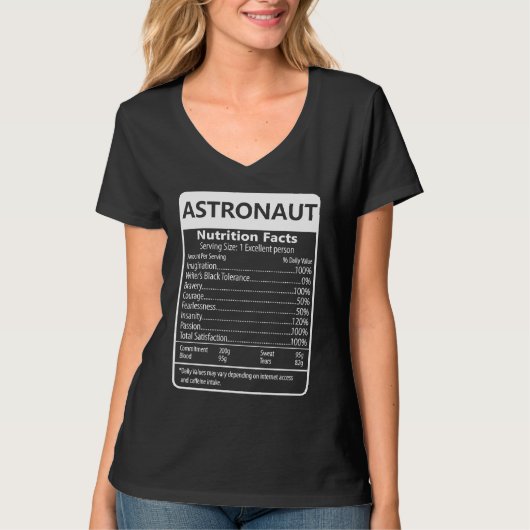 T-shirt Astronaut Nutrition Facts Sarcastic Graphic (Devant)