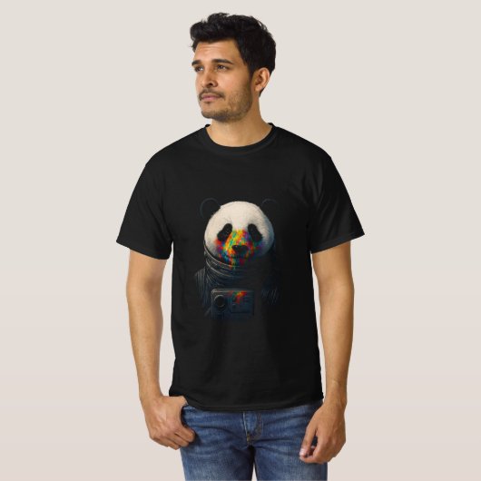 T-shirt Astronaut Panda with Neon Paint Splash  (Devant entier)