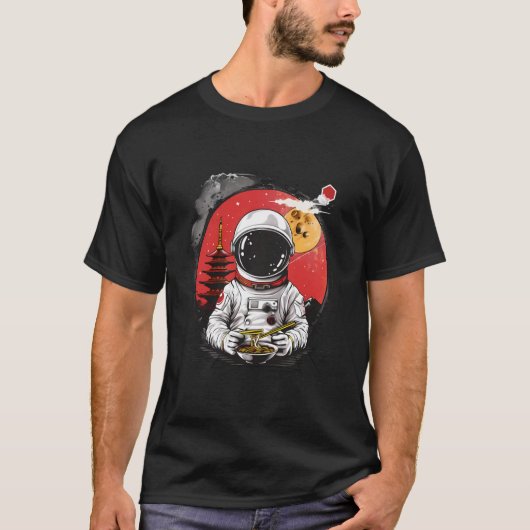 T-shirt Astronaut Ramen Space Astronaut Eating Ramen Pagod (Devant)