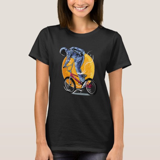 T-shirt Astronaut Riding Bmx Moon Space Boys Girls Kids As (Devant)