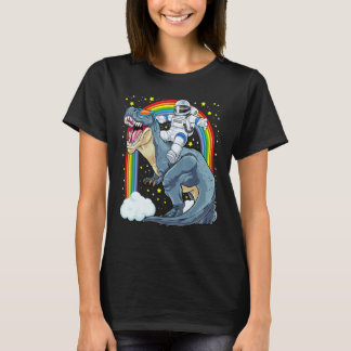 T-shirt Astronaut Riding Dinosaur Rex Astro Space Dino Pre