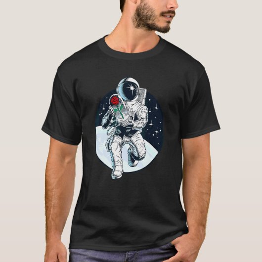 T-shirt Astronaut Romantique dans l'espace Spaceman avec R (Devant)