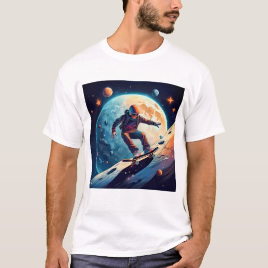 T-shirt Astronaut Skateboard dans l'espace (Devant)