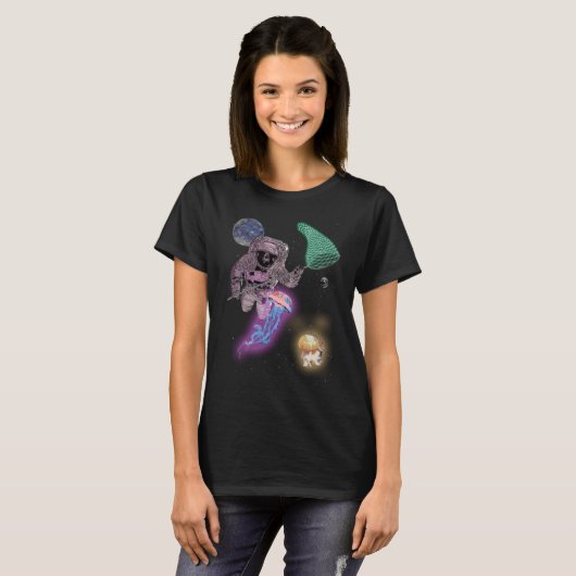 T-shirt Astronaut Space Alien Jellyfish Hunting with Net G (Devant entier)