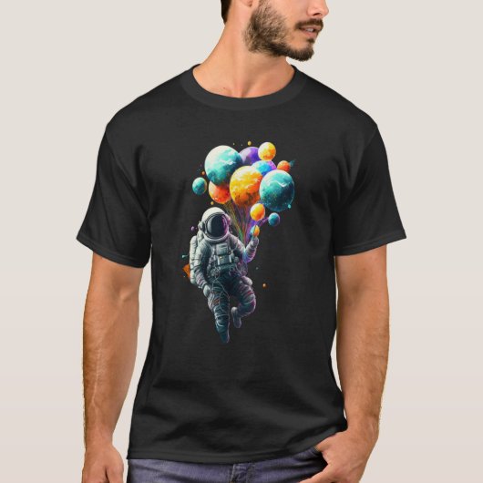 T-shirt Astronaut Space Balloons Moon Mars Planets Astrona (Devant)