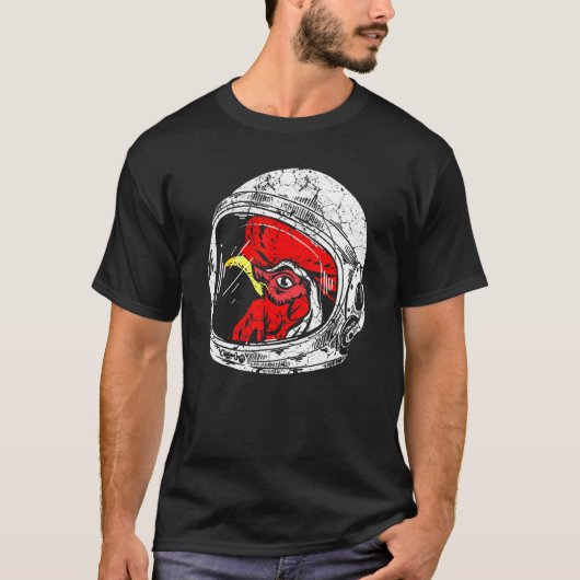 T-shirt Astronaut Space Rooster Poulet Animaux Planètes (Devant)