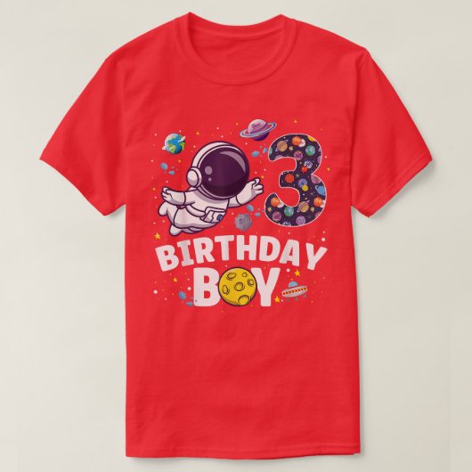 T-shirt Astronaut Space Thème Party 3 ans Anniversaire B (Design devant)