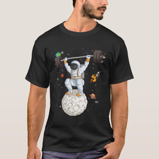 T-shirt Astronaut Space Weightlifting Fitness Gym Workout  (Devant)
