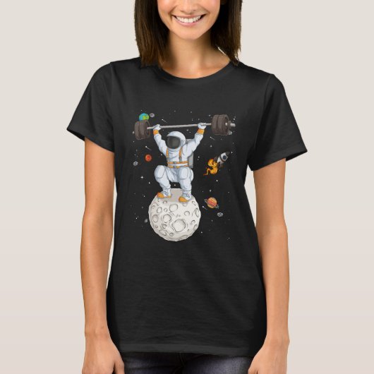T-shirt Astronaut Space Weightlifting Fitness Gym Workout  (Devant)