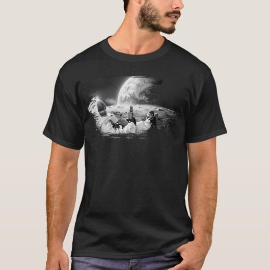 T-shirt Astronaut Sur La Lune Avec Bière (Devant)