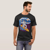 T-shirt Astronaut Surfant Dans L'Espace (Devant entier)