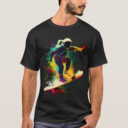 T-shirt Astronaut Surfant Dans L'Espace (Devant)