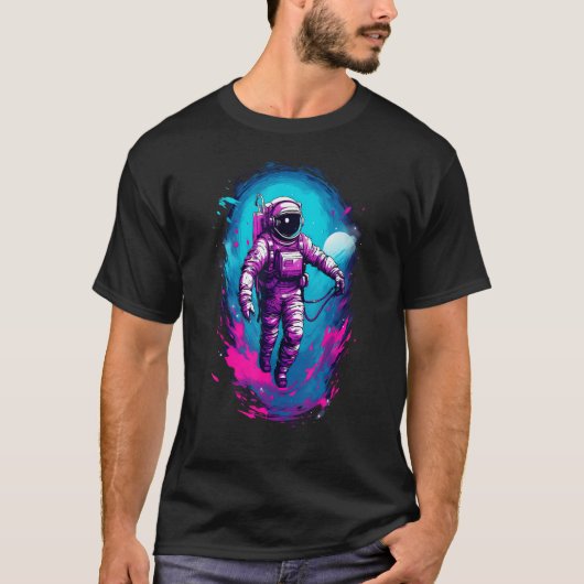 T-shirt Astronaut Vaporwave Aesthetic Retro Glitch Spacema (Devant)