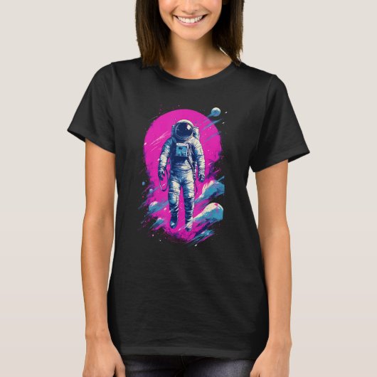 T-shirt Astronaut Vaporwave Aesthetic Retro Glitch Spacema (Devant)