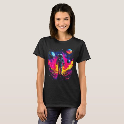 T-shirt Astronaut Walking In Galaxy Outer Space Explorer S (Devant entier)