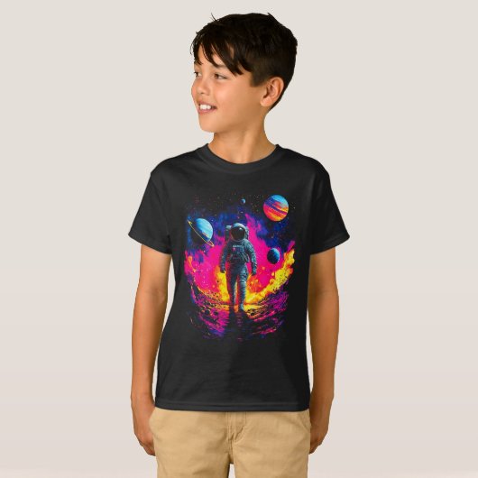 T-shirt Astronaut Walking In Galaxy Outer Space Explorer S (Devant entier)