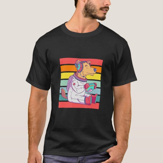 T-shirt AstronautDog Retro Gaming (Devant)