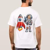 T-shirt Astronaute avec fusée dessin animé art spatial (Dos)