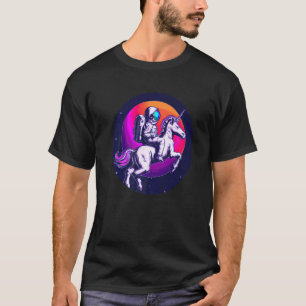 T-shirt Astronaute chevauchant Licorne Espace Couleurs Rét