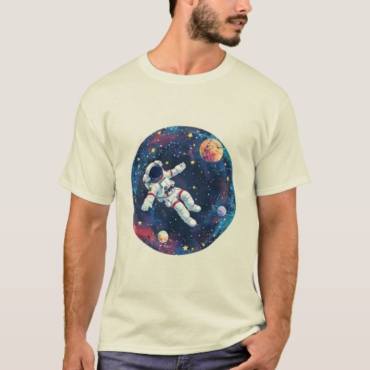 T-shirt Astronaute dans l'espace coloré (Devant)