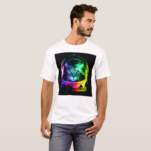 T-shirt astronaute de chat coloré