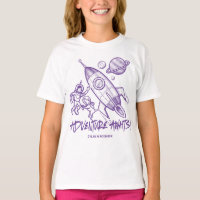 Astronaute de fusée de voyage rétro violet blanc
