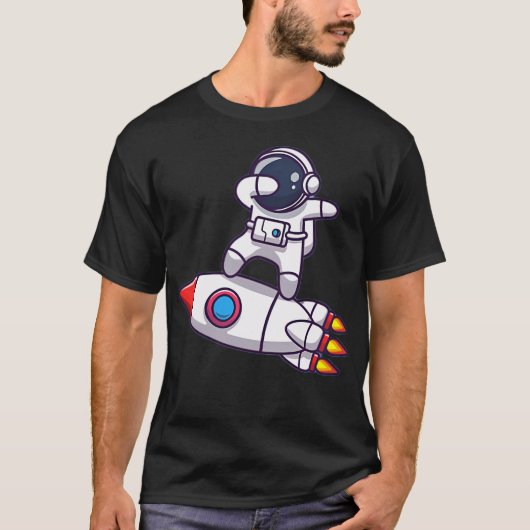 T-shirt Astronaute De La Cueur Spatiale Avec Rocket (Devant)