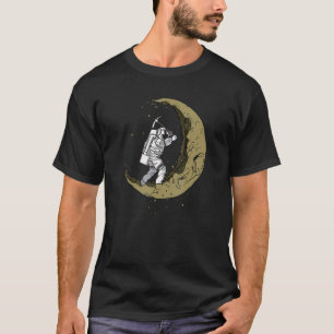 T-shirt Astronaute De La Lune Crescent Dans L'Espace