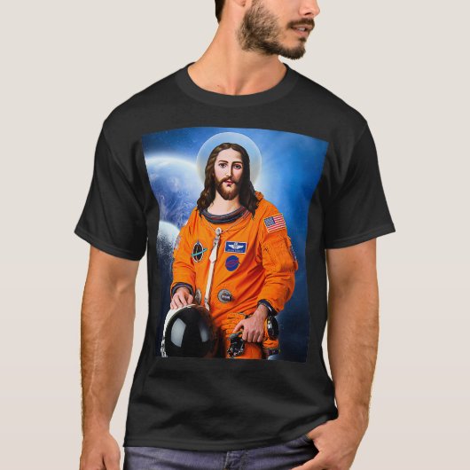 T-shirt Astronaute de l'espace Jésus Athéiste Science (Devant)
