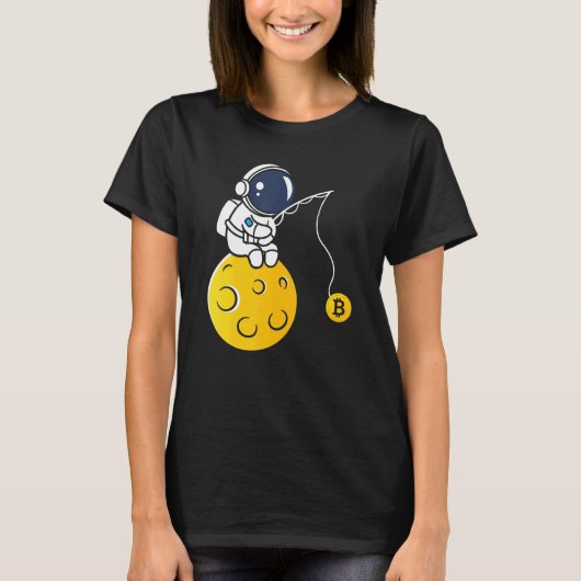 T-shirt Astronaute Lune Pêche BTC Crypto Monnaie Cryptogra (Devant)