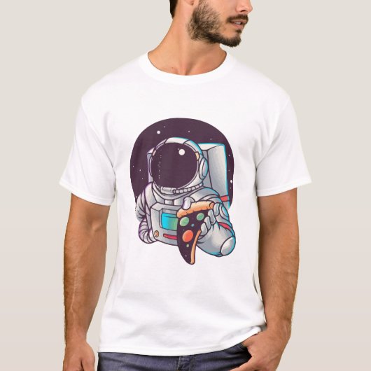 T-shirt Astronaute mangeant des planètes de pizza (Devant)