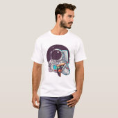 T-shirt Astronaute mangeant des planètes de pizza (Devant entier)