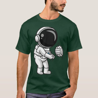 T-shirt Astronaute mignon jouant au volley-ball dessin ani