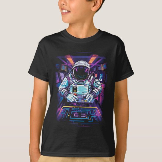 T-shirt Astronaute néon Graphisme Exploration spatiale cos (Devant)