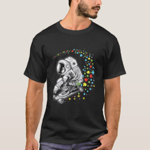 T-shirt Astronaute Sensibilisation à l'Autisme Skateboard 
