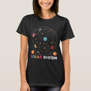 T-shirt astronaute spatial et système solaire à fusée