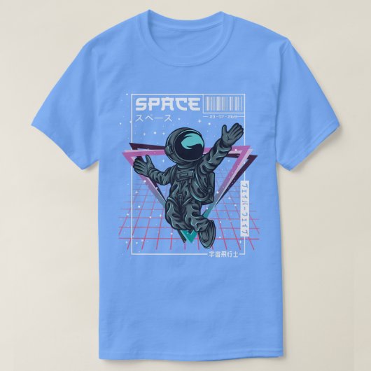 T-shirt Astronaute spatiale Synthwave Cyberpunk Vapo esthé (Design devant)