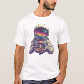 T-shirt astronaute tenant un champignon