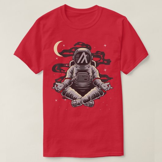 T-shirt Astronaute Yoga Algorand ALGO Coin To The Moon Cry (Design devant)