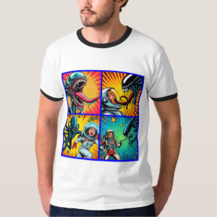 T-shirt Astronautes contre Pop Art Alien