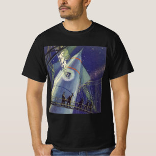 T-shirt Astronautes de la science-fiction vintage sur un v