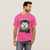 T-shirt Astrono d'exploration spatiale de Chien de Poméran (Devant entier)