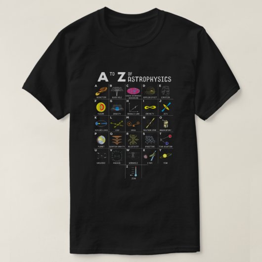 T-shirt Astronomie Amateur D'Astronomie De A À Z (Design devant)