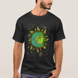 T-shirt Astronomie Crescent Moon Sun Universe Boho Astrolo