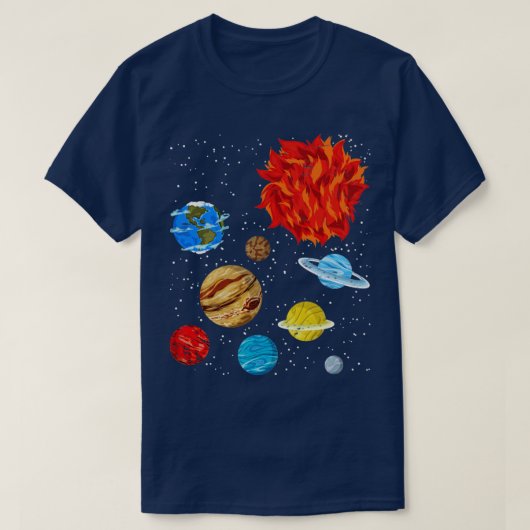 T-shirt Astronomie Universelle Planètes Spatiale Systèmes (Design devant)
