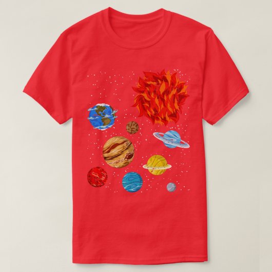 T-shirt Astronomie Universelle Planètes Spatiale Systèmes  (Design devant)