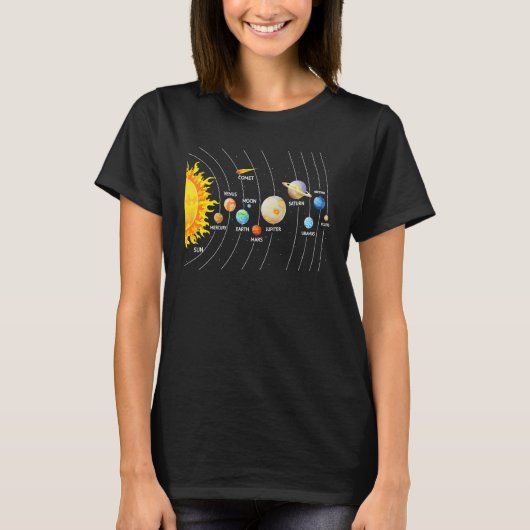 T-shirt Astronomy Space Fans Solar System Sun Earth (Devant)