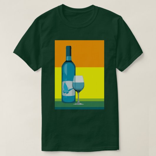 T-shirt asyrum : verre de vin pop et bouteille (Design devant)