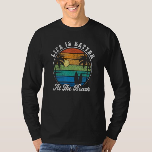 T-shirt At The Beach 70s RetroS urfboard Surf Surfing (Devant)
